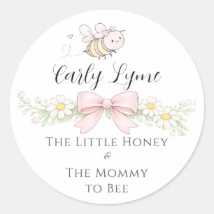 Little Honey Mummy to Bee baby shower add name Classic Round Sticker