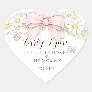 Little Honey Mummy to Bee baby shower add name Heart Sticker