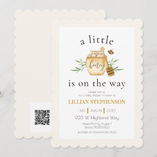  Little Honey On The Way Bee Baby Shower QR Code Invitation