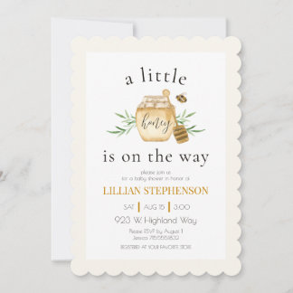  Little Honey On The Way Bee Baby Shower Scallop Invitation