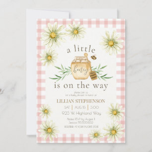 Little Honey On The Way Bee Pink Baby Shower Invitation
