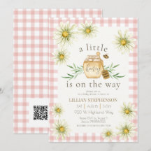 Little Honey On The Way Bee Pink Baby Shower QR