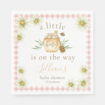 Little Honey On The Way Pink Gingham Baby Shower