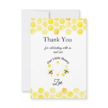 Little Honey Thank You Card Kids 1st Birthday