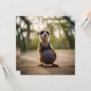 Little Hoop Star: Baby Meerkat Holding Basketball Invitation