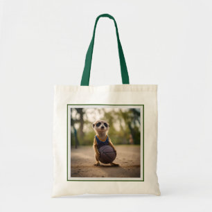 Little Hoop Star: Baby Meerkat Holding Basketball Tote Bag