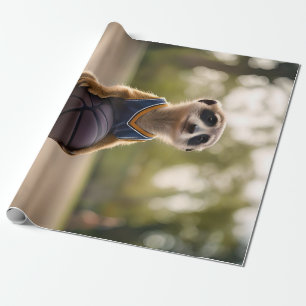 Little Hoop Star: Baby Meerkat Holding Basketball Wrapping Paper
