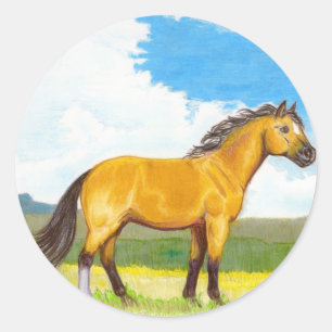 Little Horse on the Prairie Round Stickers