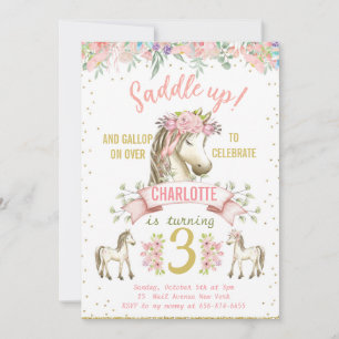 Little Horse Pony Cowgirl Birthday Invitation