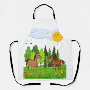 Little horses design for kids apron