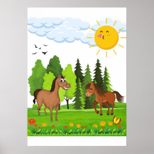 Little horses design for kids poster