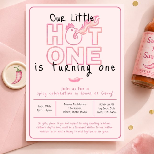 Little Hot One First Birthday Invitation  (Creator Uploaded)