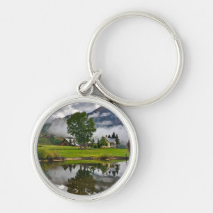 Little House in Mist on Lake Key Ring