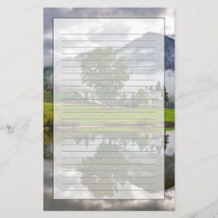 Little House in Mist on Lake Stationery