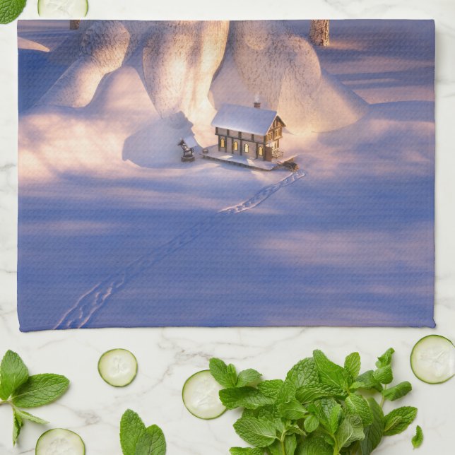 Little House in the Snow Towel (Folded)