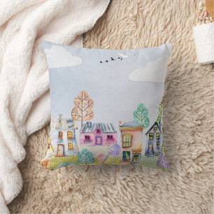 Little house landscape cushion