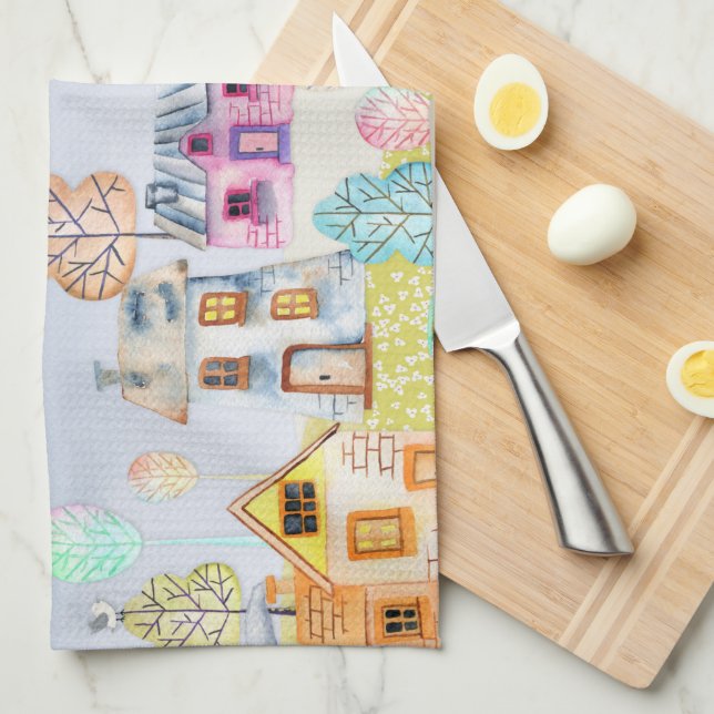 Little house landscape tea towel (Quarter Fold)