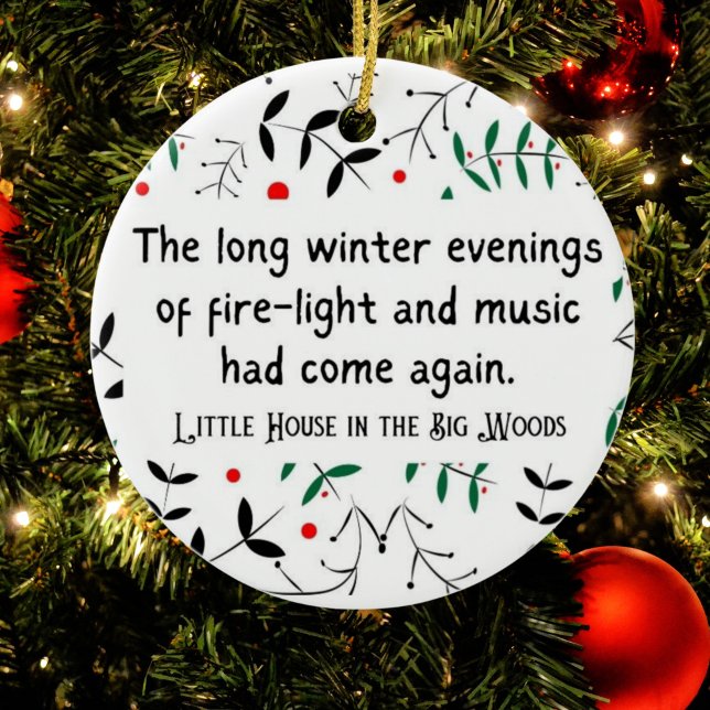 Little House on the Prairie Personalised Cosy Xmas Ceramic Ornament (Personalization goes in retro script typography on the back of this Laura Ingalls Wilder ornament.)