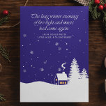 Little House on the Prairie Winter Quote Christmas Holiday Card<br><div class="desc">"The long winter evenings of fire-light and music had come again." To me that line from Laura Ingalls Wilder's "Little House on the Prairie" epitomises the cosy pleasures of the Christmas season. I loved creating this snowy illustration that showed what I visualised. The inside of the card features a greeting...</div>