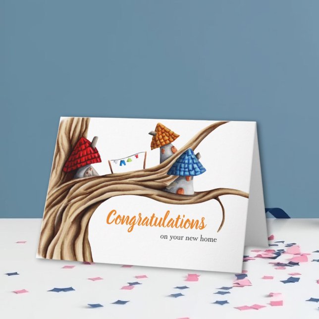 Little houses on tree congratulations card (Creator Uploaded)