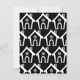 Little Houses We Have Moved Black & White Card