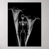 Little Human X-Ray Skeleton & Flowers - B&W