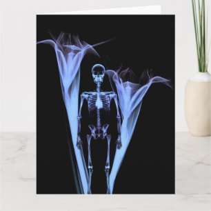 Little Human X-Ray Skeleton & Flowers - Blue Card