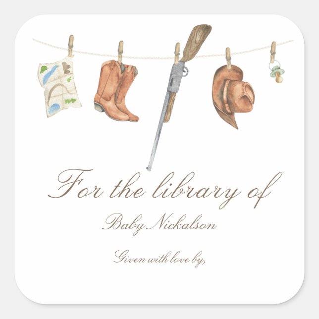 Little Hunter Baby shower - for the library of Square Sticker (Front)
