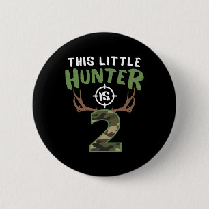 Little Hunter Is 2 Birthday Boys 2nd Birthday Deer 6 Cm Round Badge