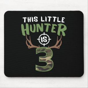 Little Hunter Is 3 Birthday Boys 3rd Birthday Deer Mouse Pad
