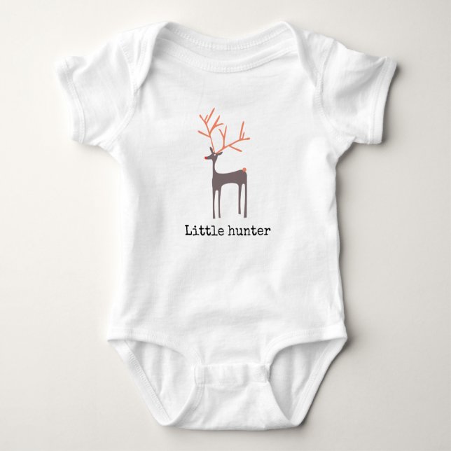 Little hunter with animated deer - customisable baby bodysuit (Front)
