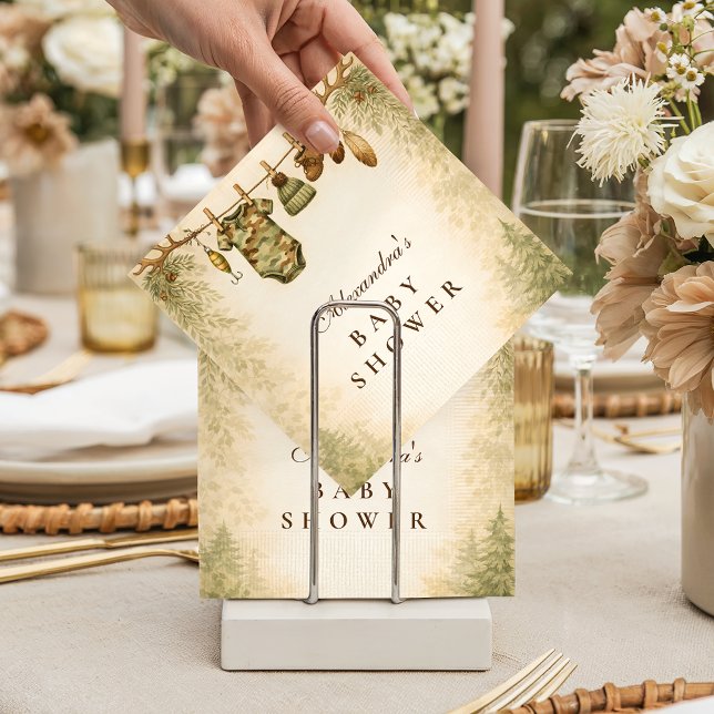 Little Hunter Woodland Baby Shower Napkin (Creator Uploaded)