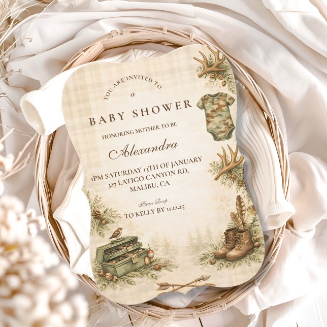 Little Hunter Woodland Keepsake Baby Shower Invitation (Creator Uploaded)