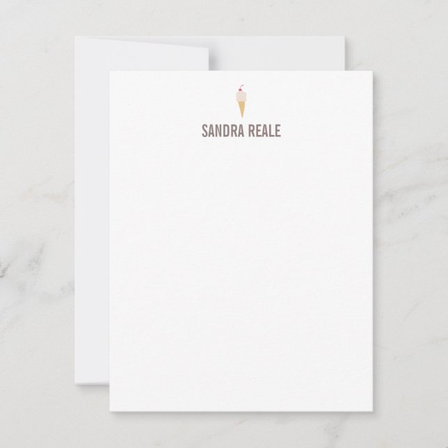 Little Ice Cream Cone Icon Personal Note Card (Front)