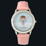 Little Ice Skater {pink} Watch<br><div class="desc">This adorable watch features an adorable vector illustration of a little ice skating girl can be personalised with your little girl's name,  monogram,  initial,  or any text of your choice for a perfect custom gift.</div>