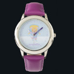 Little Ice Skater {purple} Watch<br><div class="desc">This adorable watch features an adorable vector illustration of a little ice skating girl can be personalised with your little girl's name,  monogram,  initial,  or any text of your choice for a perfect custom gift.</div>