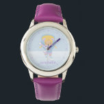 Little Ice Skater {purple} Watch<br><div class="desc">This adorable watch features an adorable vector illustration of a little ice skating girl can be personalised with your little girl's name,  monogram,  initial,  or any text of your choice for a perfect custom gift.</div>