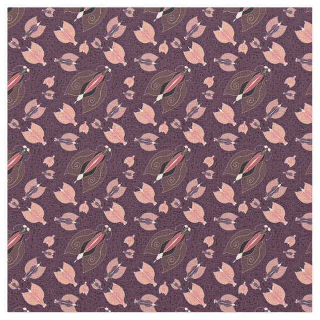 Little insect moth illustration dark pattern fabric (Close Up)