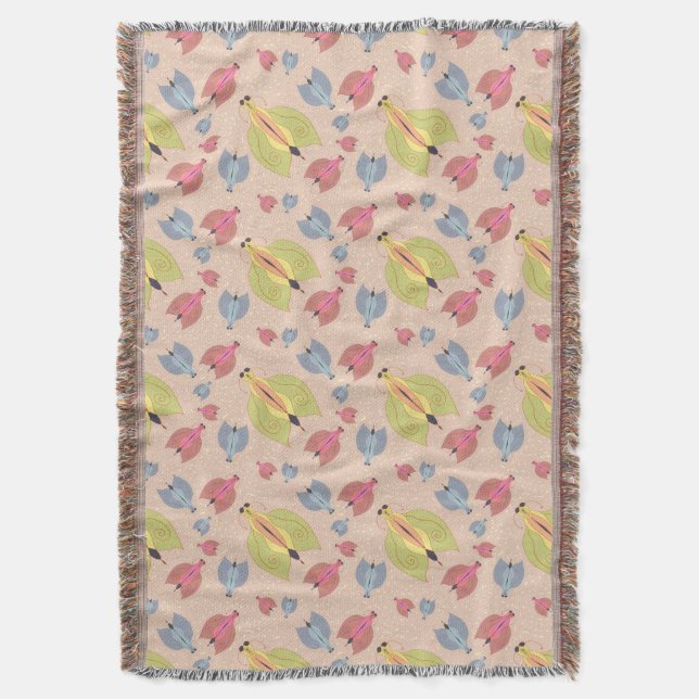 Little insect moth illustration light pattern throw blanket (Front Vertical)