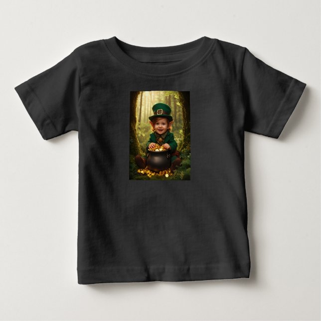 Little Irish Leprechaun & Gold Cauldron Baby T-Shirt (Front)