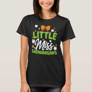 Little Irish Miss Shenanigans St Patricks Day Iris T-Shirt