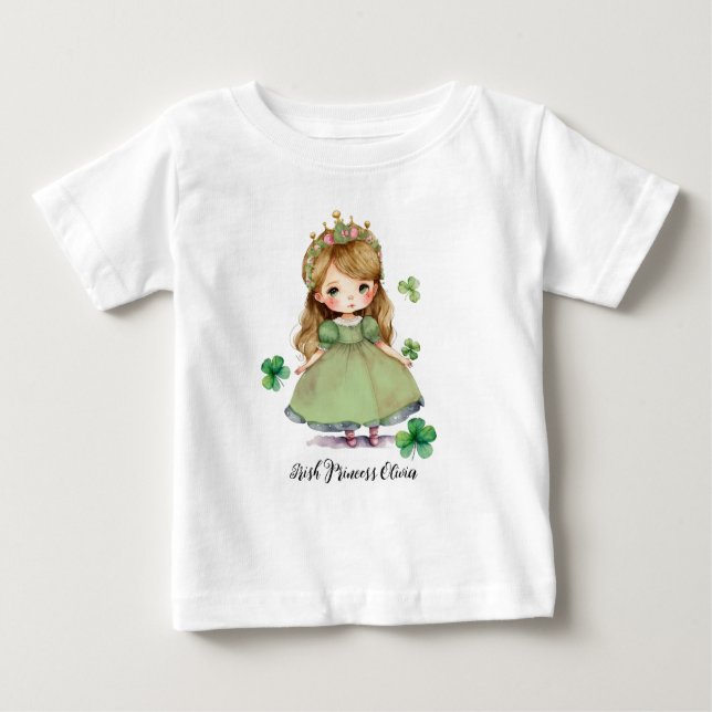 Little Irish Princess Custom Name Baby T-Shirt (Front)