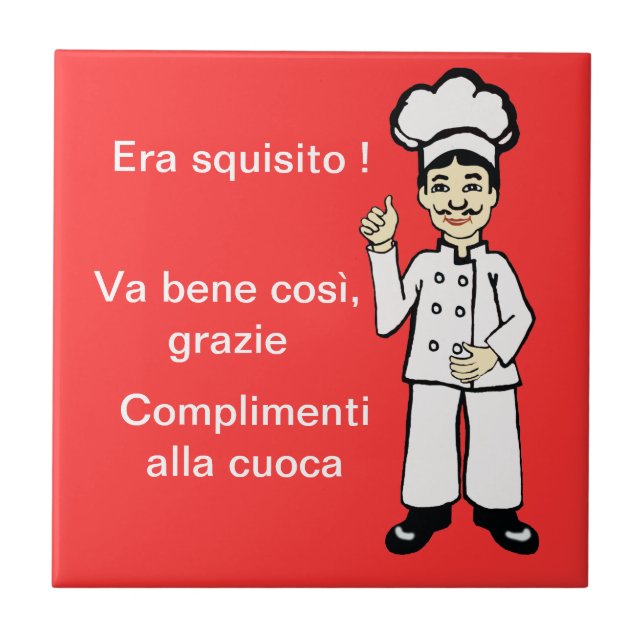 Little Italian chef Ceramic Tile (Front)