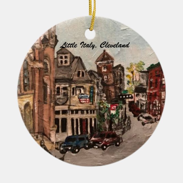 Little Italy, Cleveland, Painting on Ornament (Front)