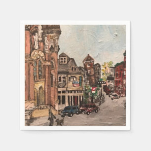 Little Italy, Cleveland Painting on Paper Napkins