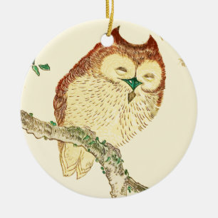Little Japanese owl Ceramic Tree Decoration