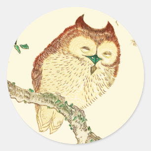 Little Japanese owl Classic Round Sticker