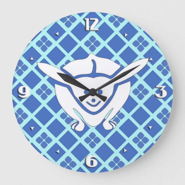 Little Japanese rabbit, blue Large Clock (Front)