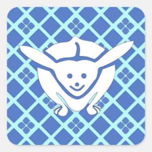 Little Japanese rabbit, blue Square Sticker