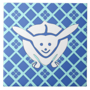 Little Japanese rabbit, blue Tile